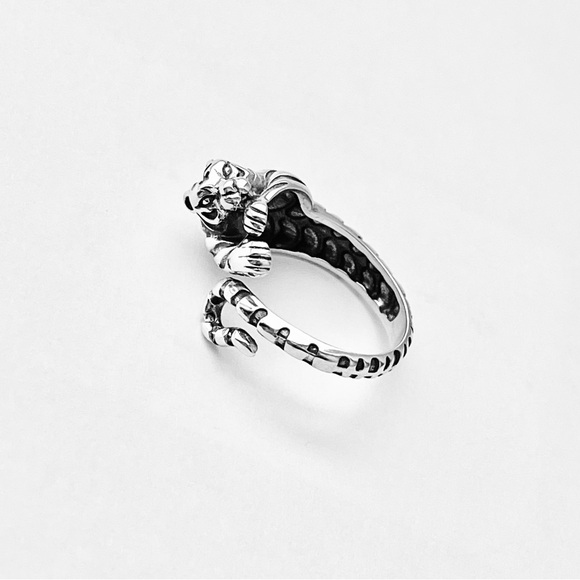 Sterling Silver Wraparound Delicate Tiger Ring, Silver Rings, Animal Zoo, Tigers - Picture 12 of 15